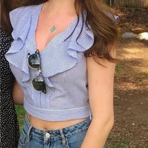 Socialite brand seersucker ruffle top